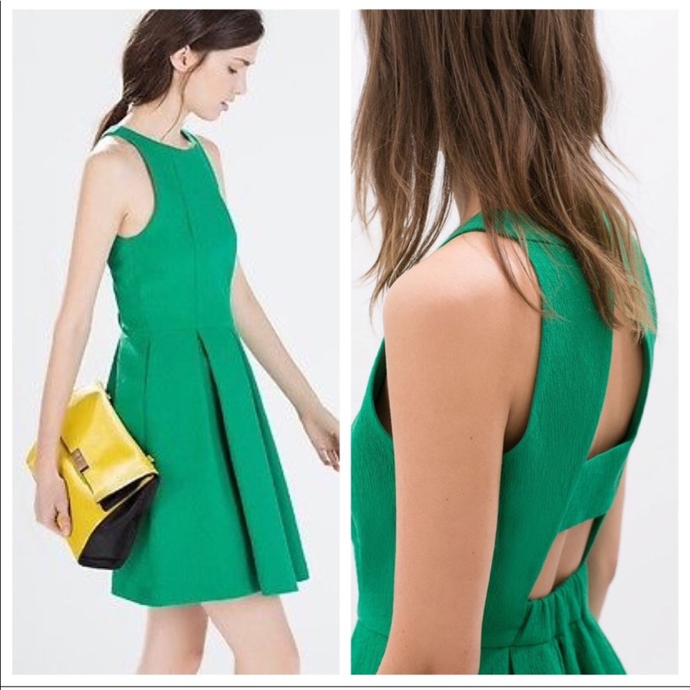 Zara Green Open Back Dress